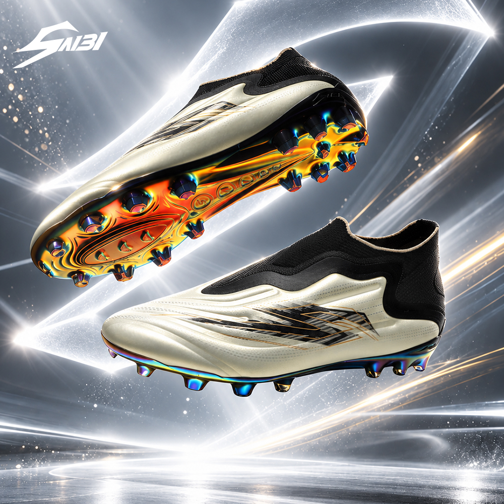 3400J-Stock High Top Slip-on Electroplated Firm Ground Football Shoes,Size 32-45 — 11