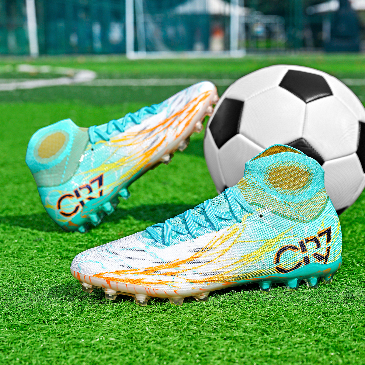 305M-TPU High-Cut Lace-Up Long Stud Soccer Cleats Sizes 35-45 — 1