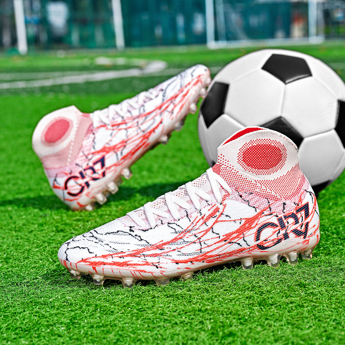 305M-TPU High-Cut Lace-Up Long Stud Soccer Cleats Sizes 35-45 — 2