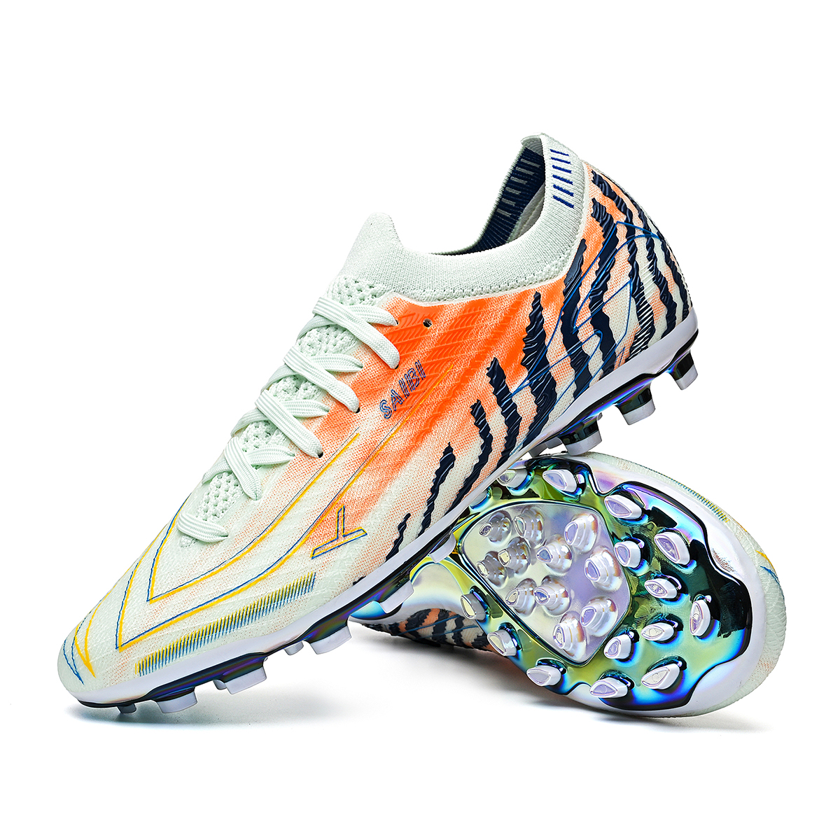 3649MJ-TPU Long-Stud Soccer Cleats with Holographic Gold Sole, Sizes 35-45 — 12