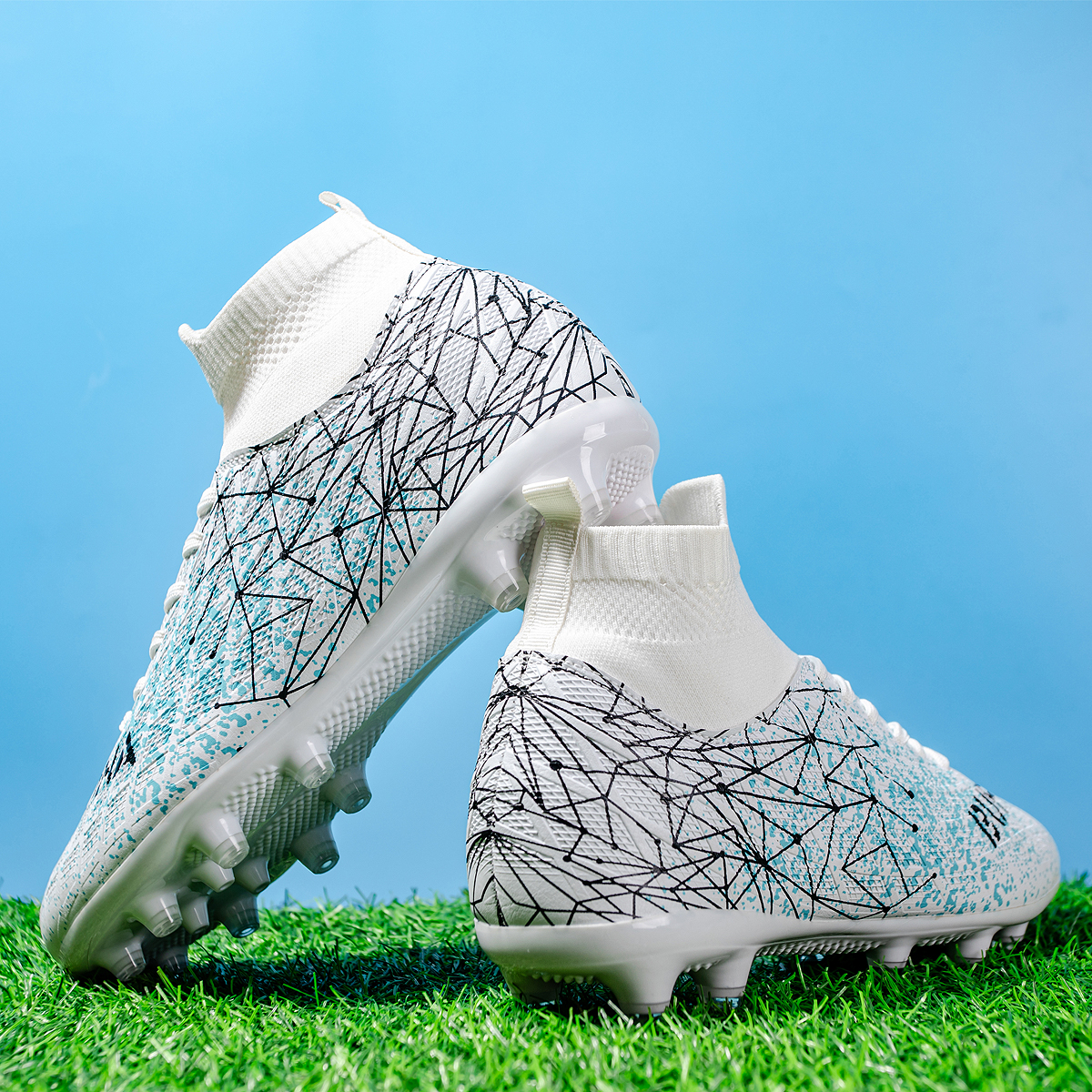 190C-High-Cut Lace-Up Long Stud Soccer Cleats Sizes 35-45 — 3