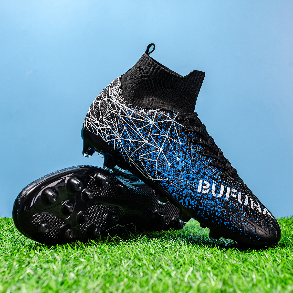 190C-High-Cut Lace-Up Long Stud Soccer Cleats Sizes 35-45 — 9