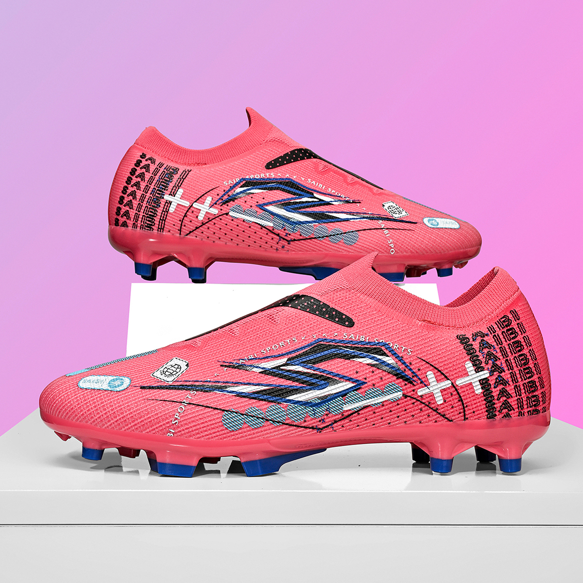 3942C-Stock Slip-on FG Football Shoes,EU Sizes 35-45 — 3