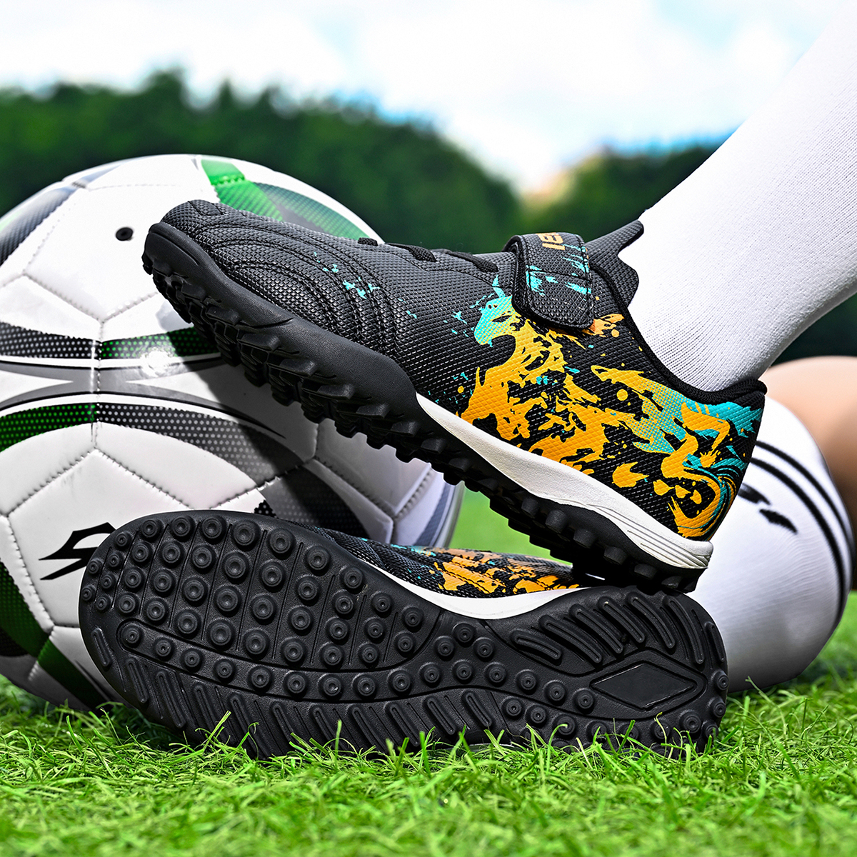 2370S-Kids' PU Upper Turf Soccer Cleats Sizes 30-38 — 4