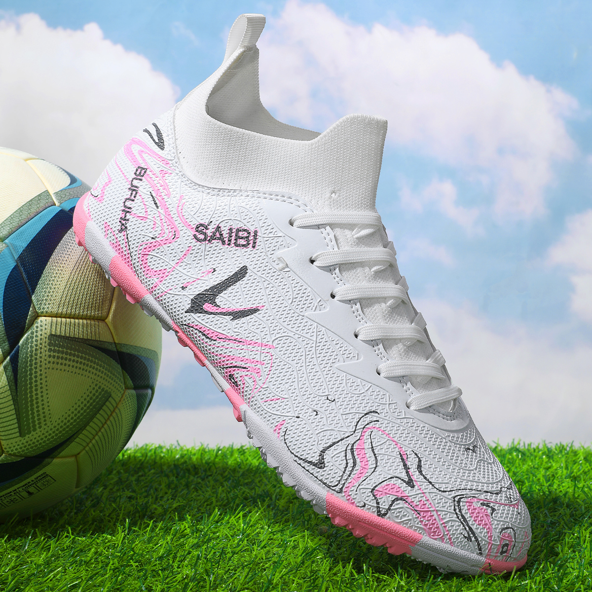 8010S-Stock High Top TF Football Shoes,EU Sizes 39-45 — 3