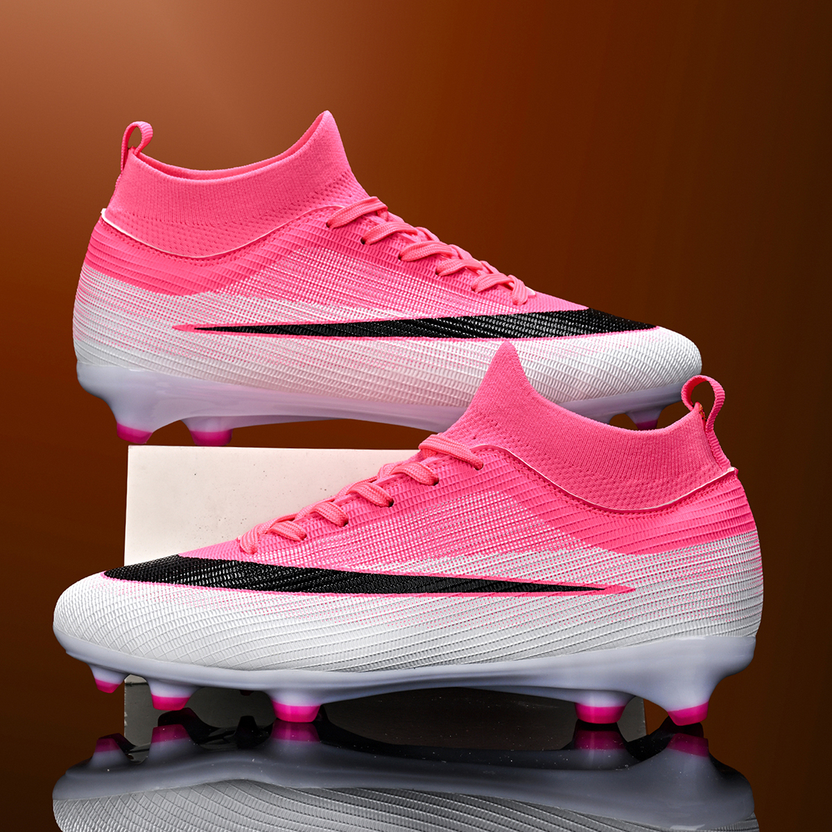 3802C-Stock High Top Lace-up FG Football Shoes,EU Sizes 35-45 — 9