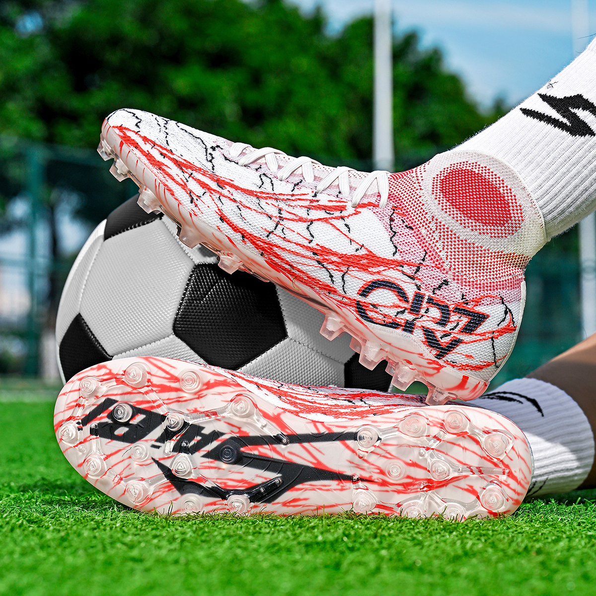 305M-TPU High-Cut Lace-Up Long Stud Soccer Cleats Sizes 35-45 — 10