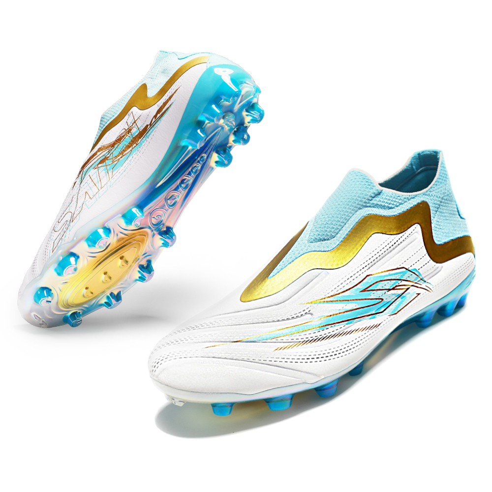 3400J-Stock High Top Slip-on Electroplated Firm Ground Football Shoes,Size 32-45
