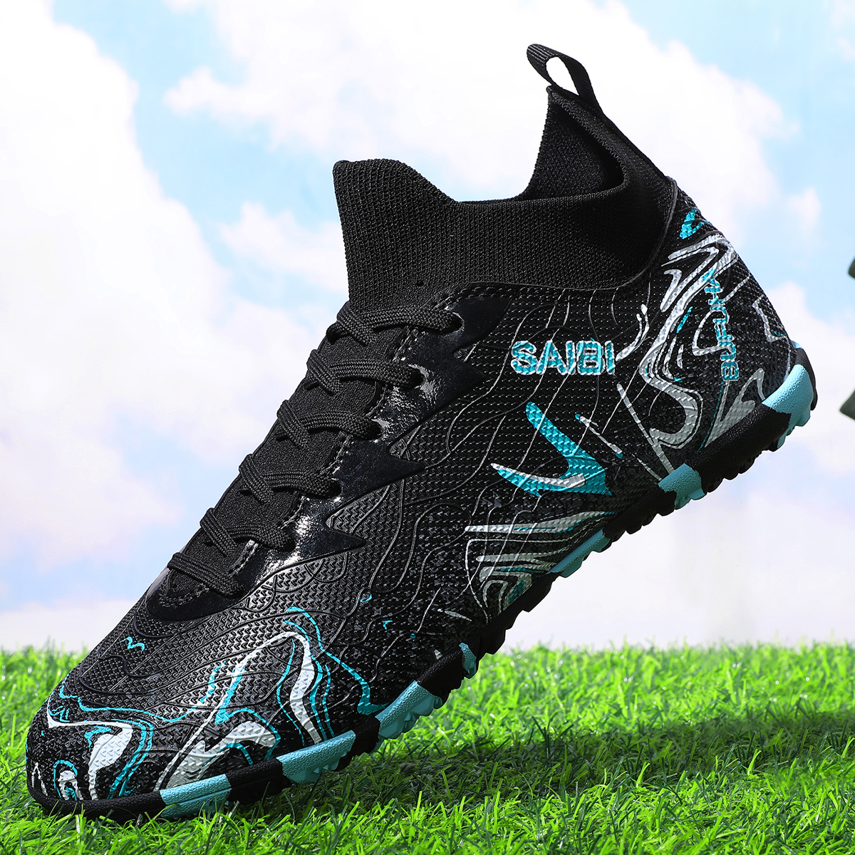 8010S-Stock High Top TF Football Shoes,EU Sizes 39-45 — 9