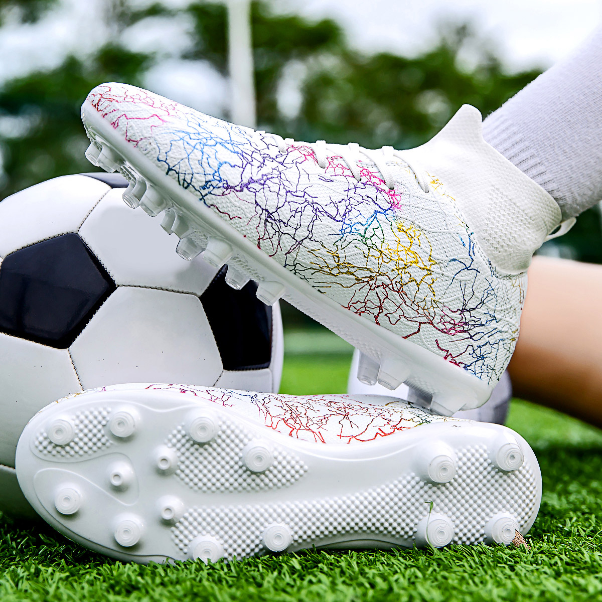 1986C-High-Cut Lace-Up Soccer Cleats Sizes 32-46 — 5