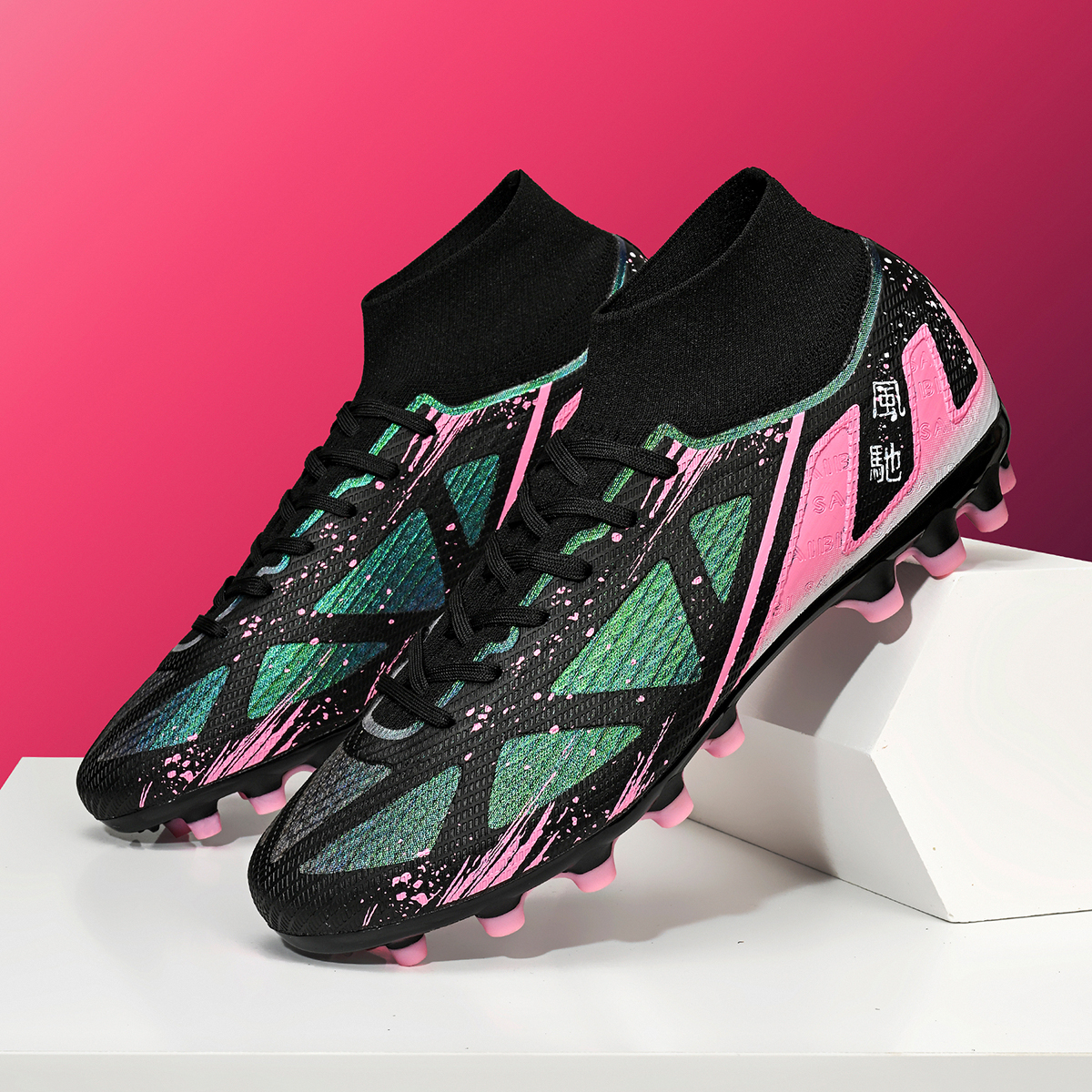 3800C-Stock High Top AG Football Shoes,EU Sizes 35-45 — 3