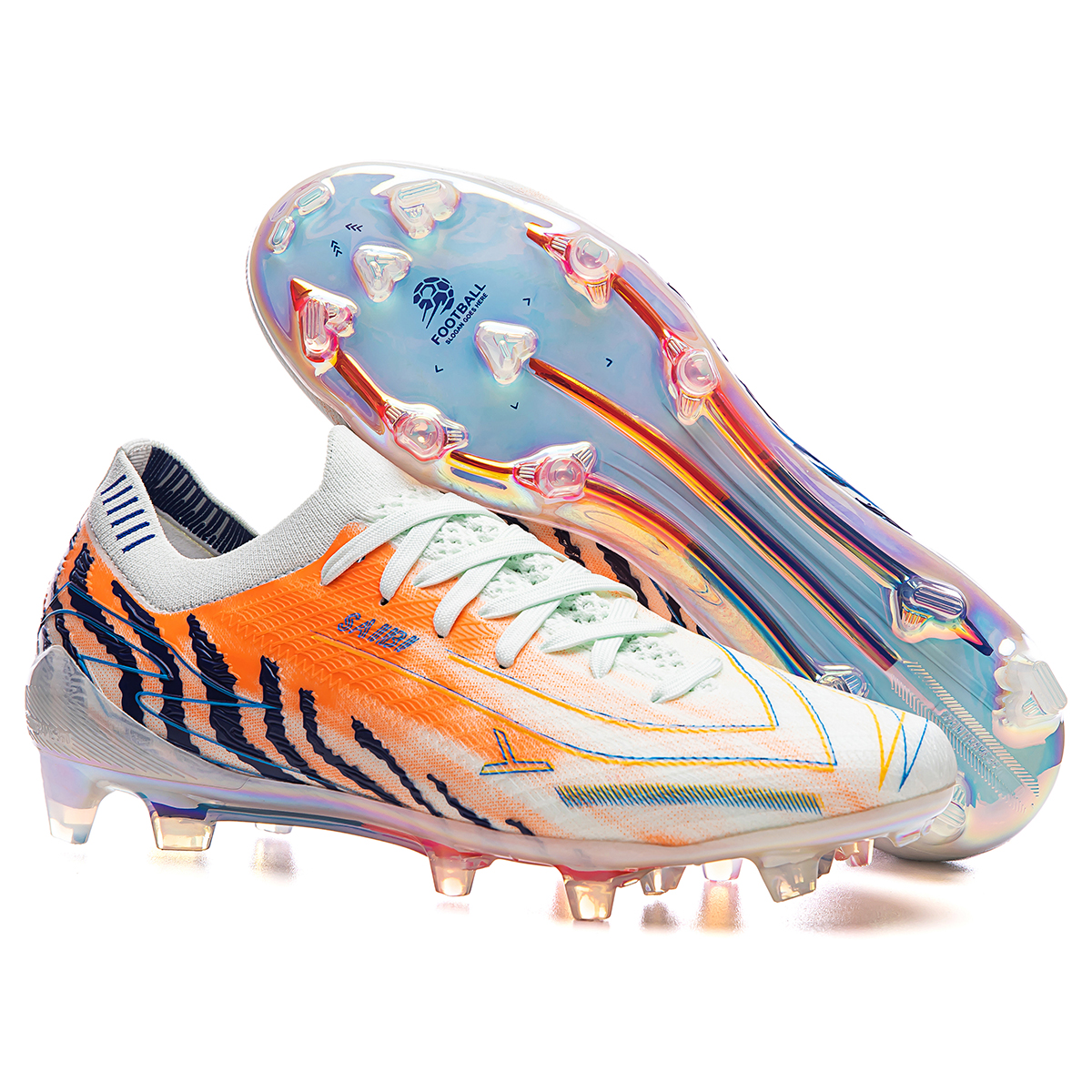 3649J032TM-Lace-Up Low-Cut Soccer Shoes with Holographic Gold Sole, Sizes 35-45 — 7