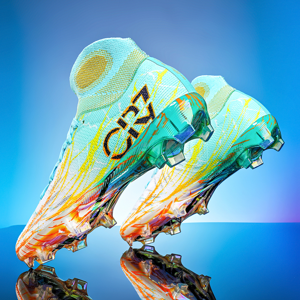 305J035XC-Holographic Gold Sole High-Cut Soccer Cleats Sizes 35-45 — 10