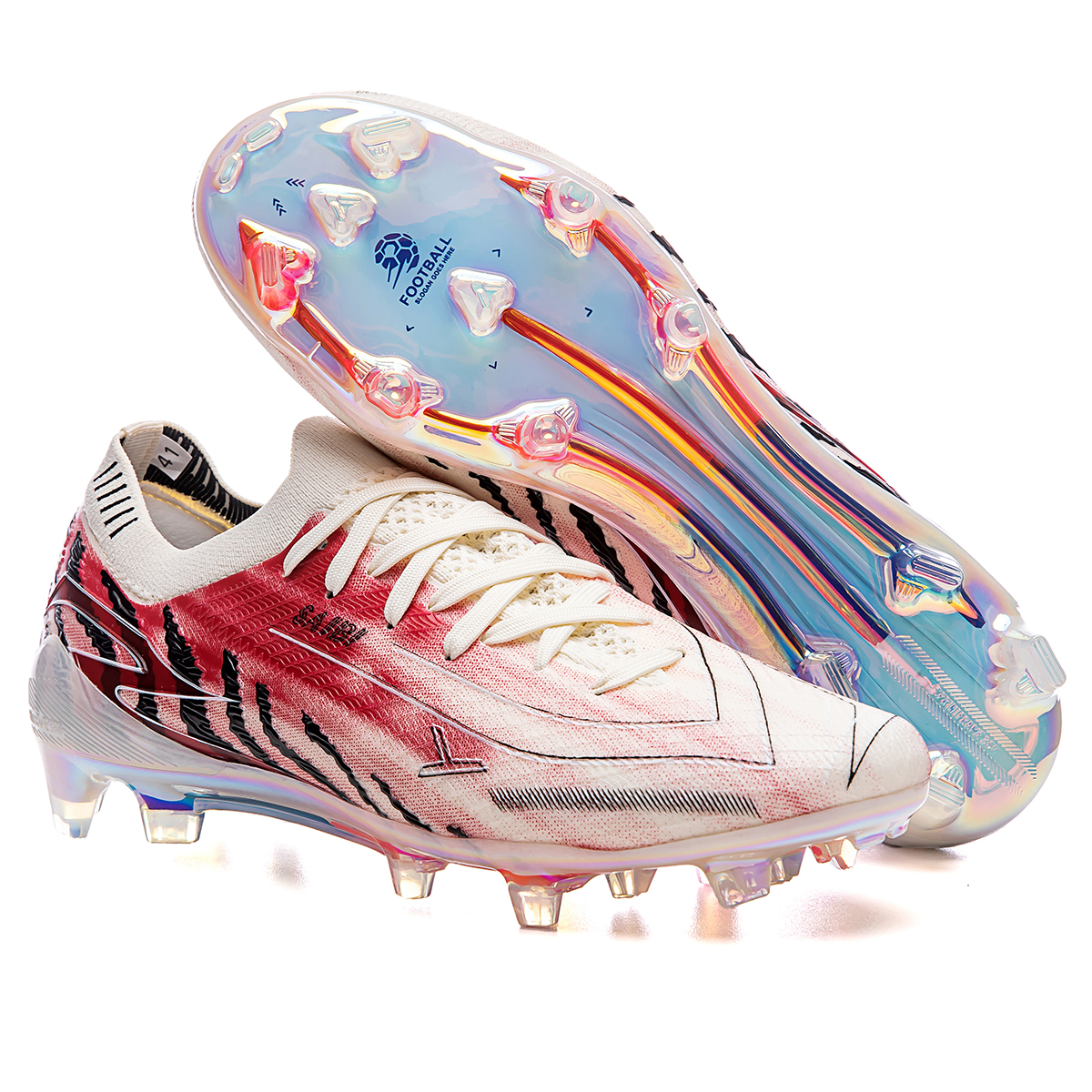 3649J032TM-Lace-Up Low-Cut Soccer Shoes with Holographic Gold Sole, Sizes 35-45 — 5