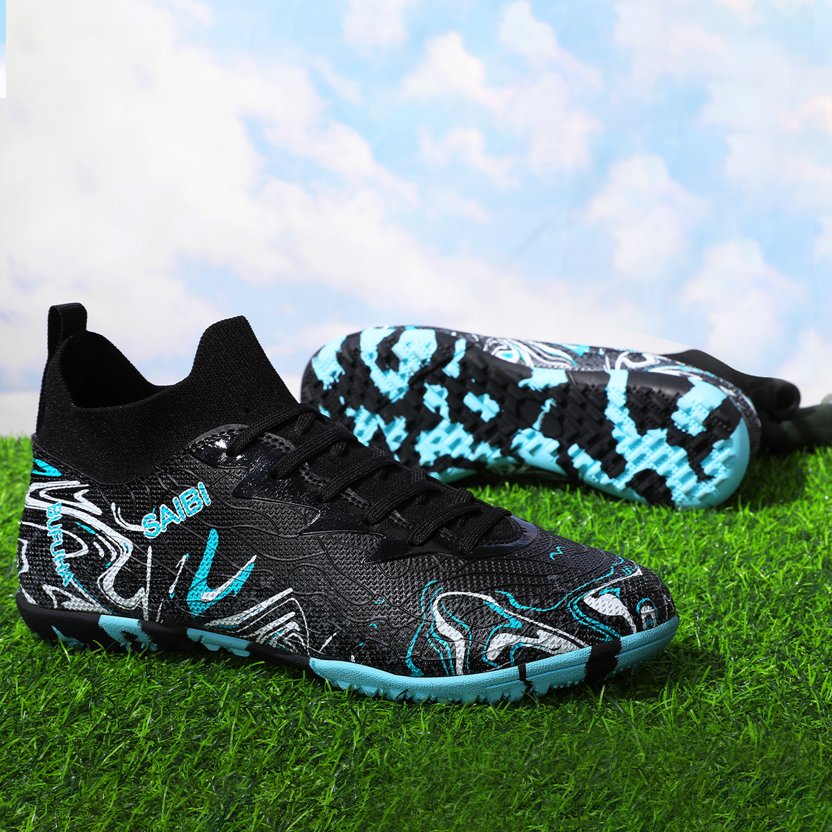 8010S-Stock High Top TF Football Shoes,EU Sizes 39-45 — 8