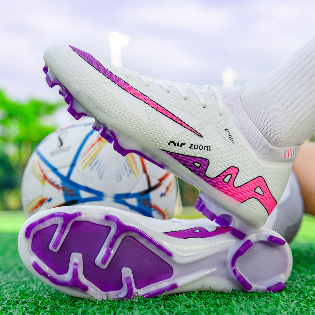 198C-TPU Seamless Upper Long Stud Soccer Shoes Football Cleats Sizes 31-47 — 11