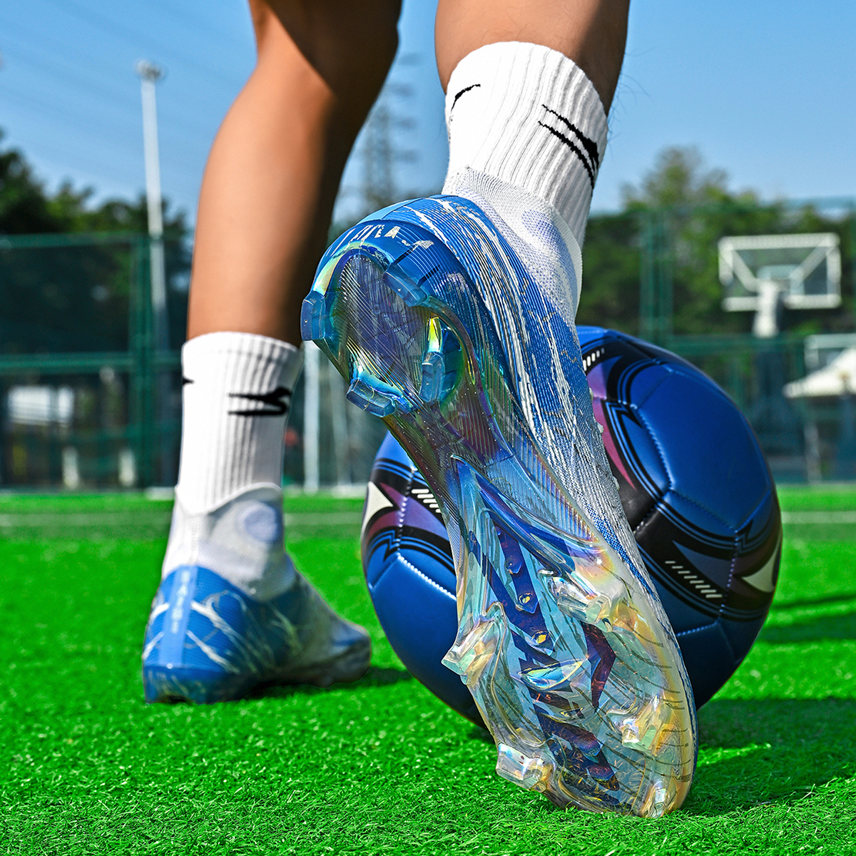 308J035-Holographic Gold Sole Soccer Cleats Sizes 35-45 — 14