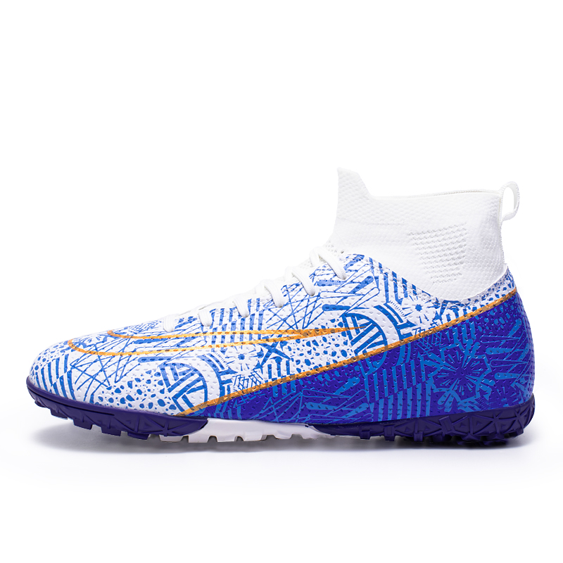 1160S-High-Cut TF Turf Soccer Shoes with PU Upper, Sizes 28-46
