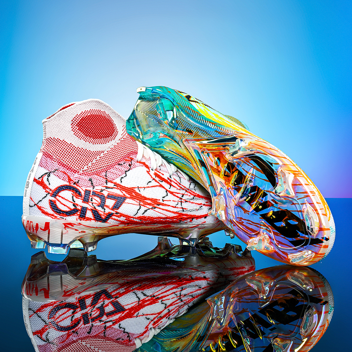 305J035XC-Holographic Gold Sole High-Cut Soccer Cleats Sizes 35-45 — 9