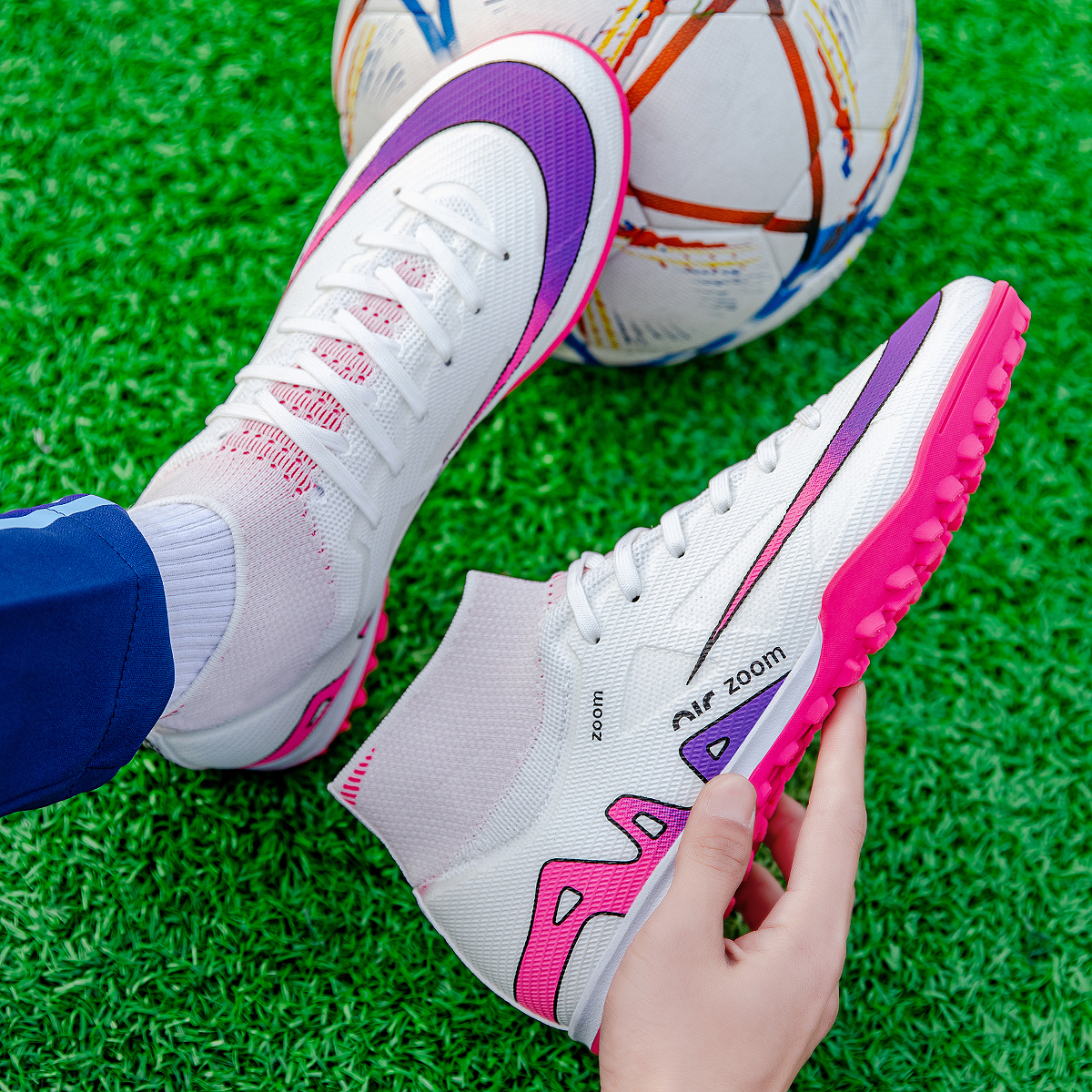 2440S-High-Cut Turf Soccer Cleats Sizes 35-45 — 2