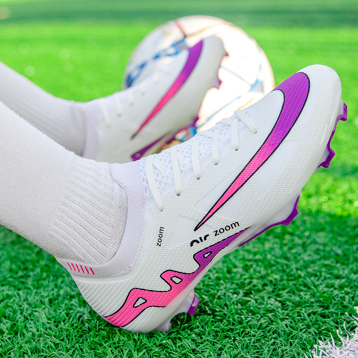 198C-TPU Seamless Upper Long Stud Soccer Shoes Football Cleats Sizes 31-47 — 12