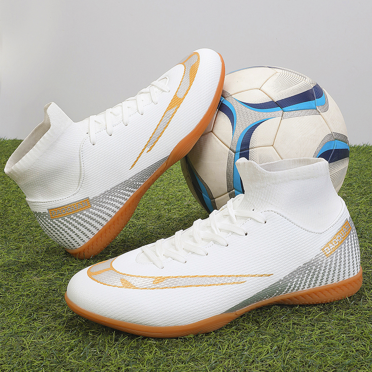 2150P-High-Cut Flat-Sole Lace-Up Soccer Cleats Sizes 35-45 — 6