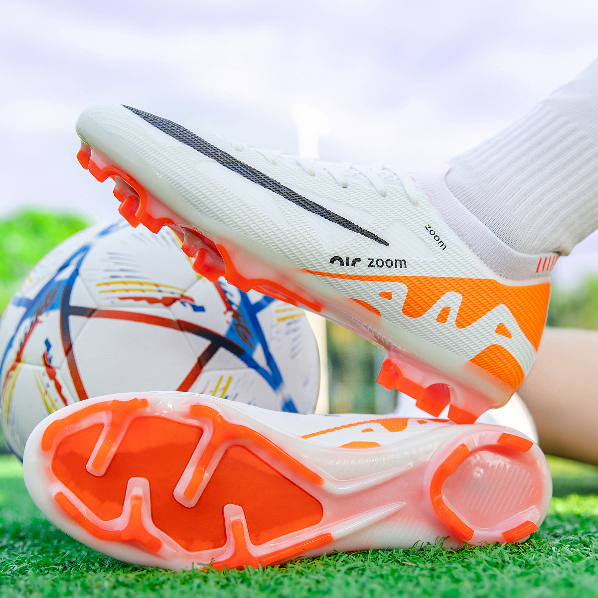 198C-TPU Seamless Upper Long Stud Soccer Shoes Football Cleats Sizes 31-47 — 8