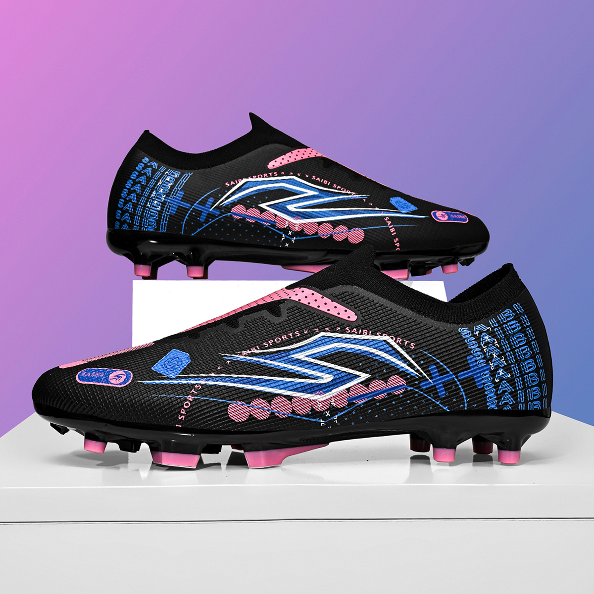 3942C-Stock Slip-on FG Football Shoes,EU Sizes 35-45 — 2