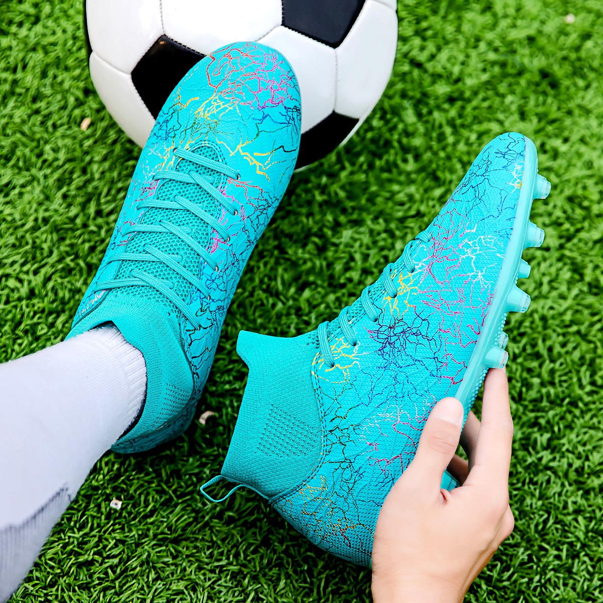 1986C-High-Cut Lace-Up Soccer Cleats Sizes 32-46 — 8