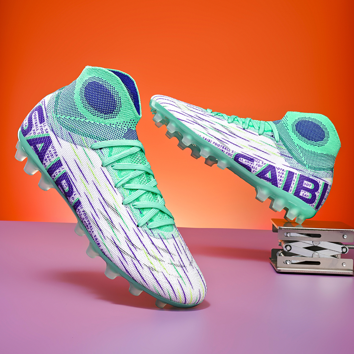 3820C-Stock High Heel AG Football Shoes,EU Sizes 35-45 — 3