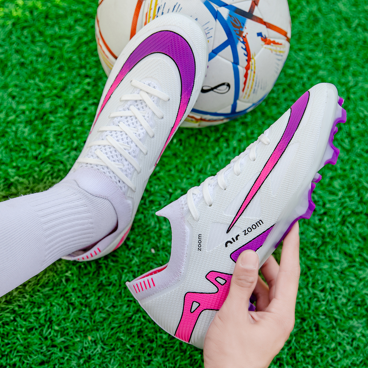 198C-TPU Seamless Upper Long Stud Soccer Shoes Football Cleats Sizes 31-47 — 10