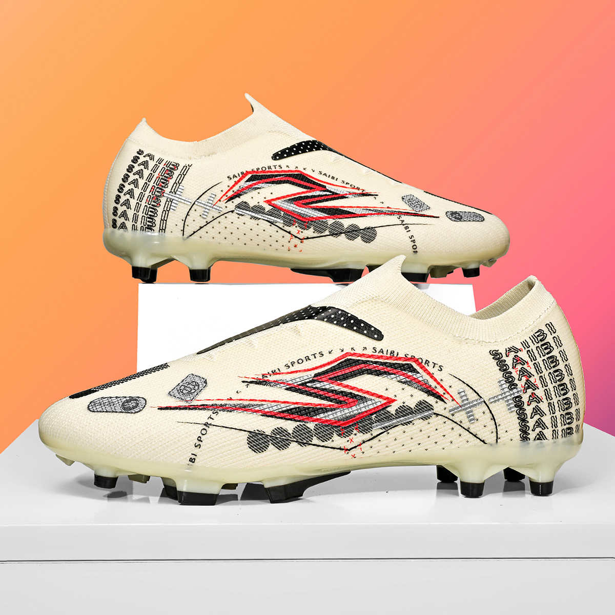 3942C-Stock Slip-on FG Football Shoes,EU Sizes 35-45 — 1