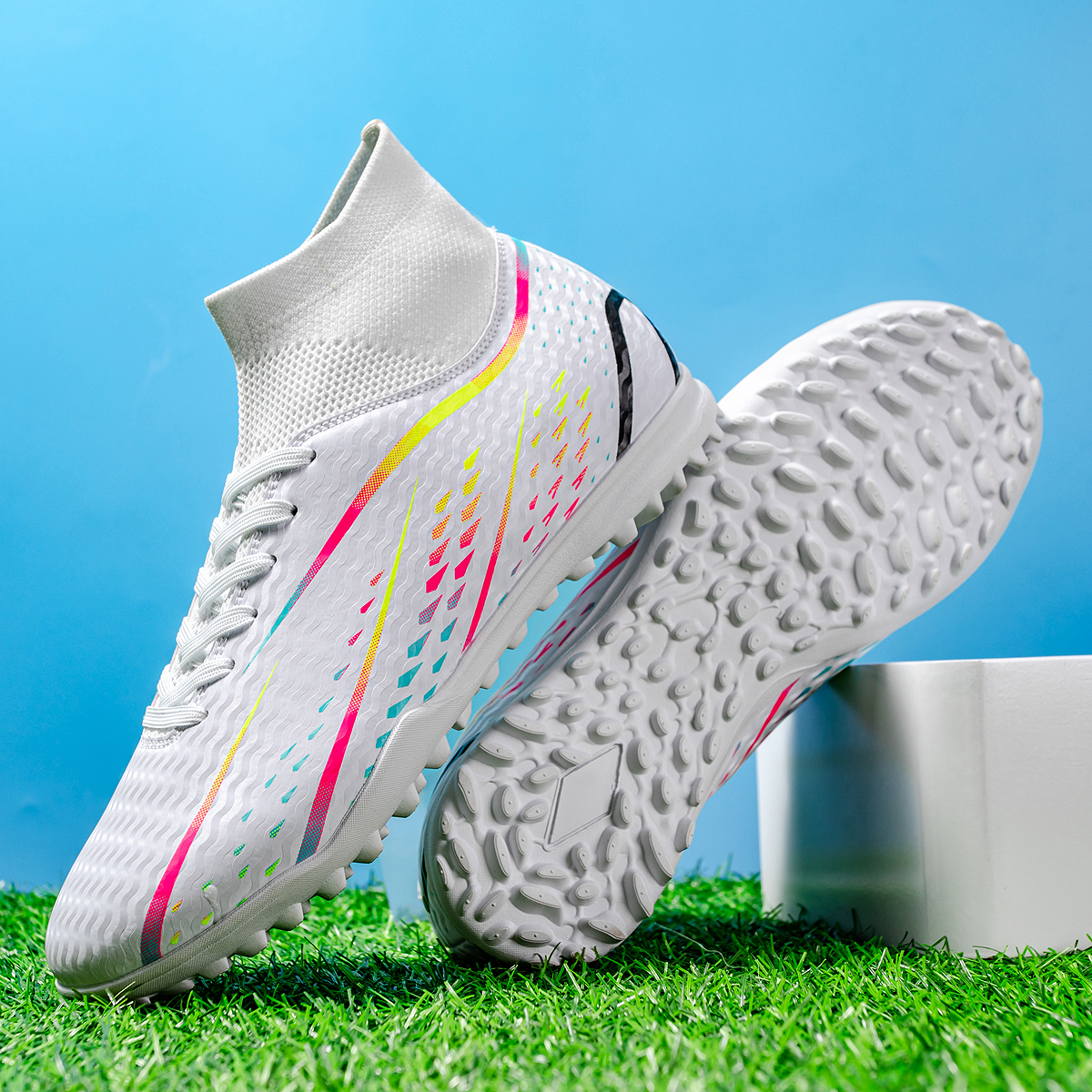 8070S-Stock High Top TF Football Shoes,EU Sizes 38-45 — 5