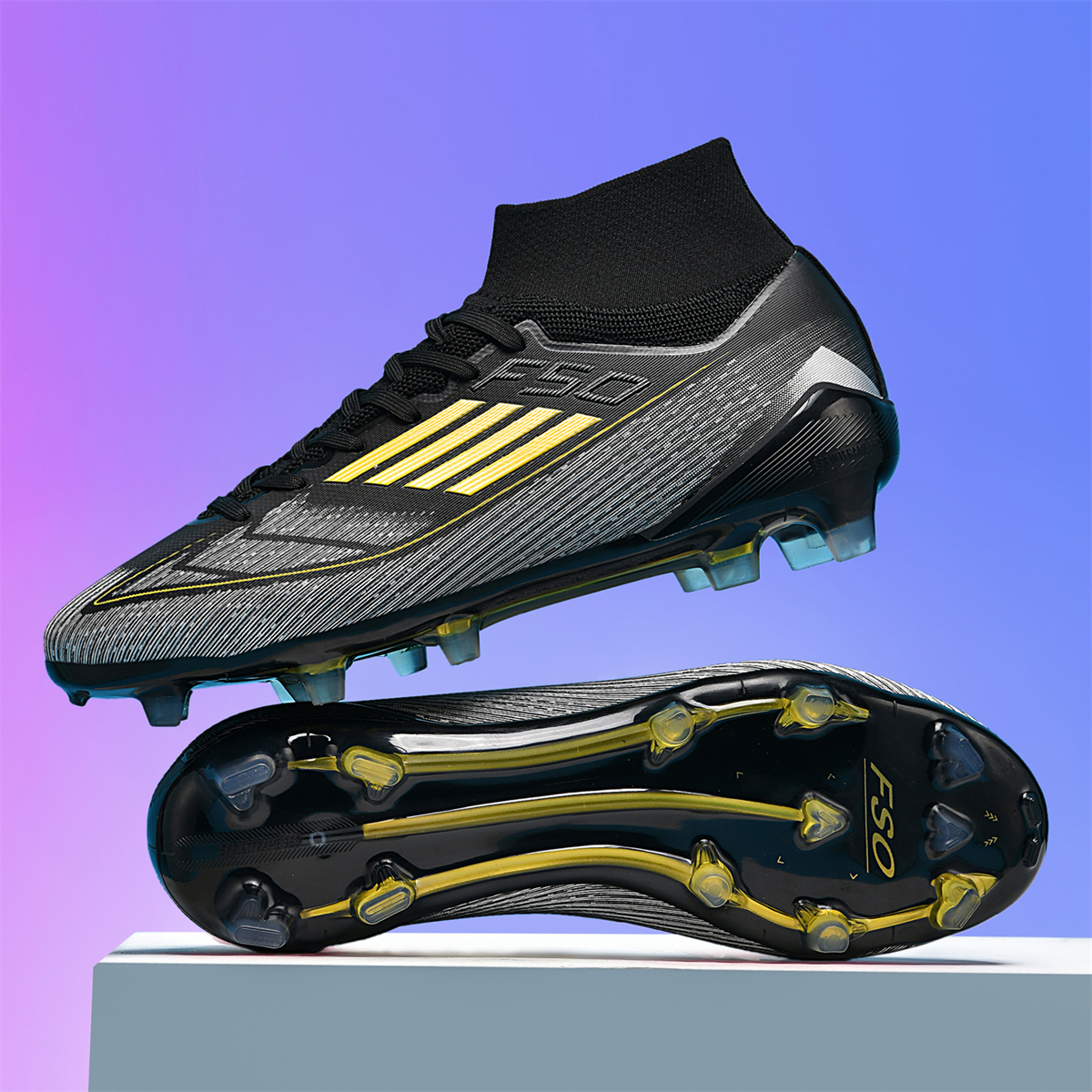 F004C-Stock High Top FG Football Shoes,EU Sizes 35-45 — 9