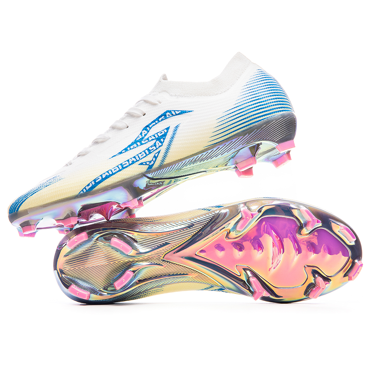 3618J035FS-Low-Cut Soccer Shoes with Holographic Gold Sole, Sizes 35-45