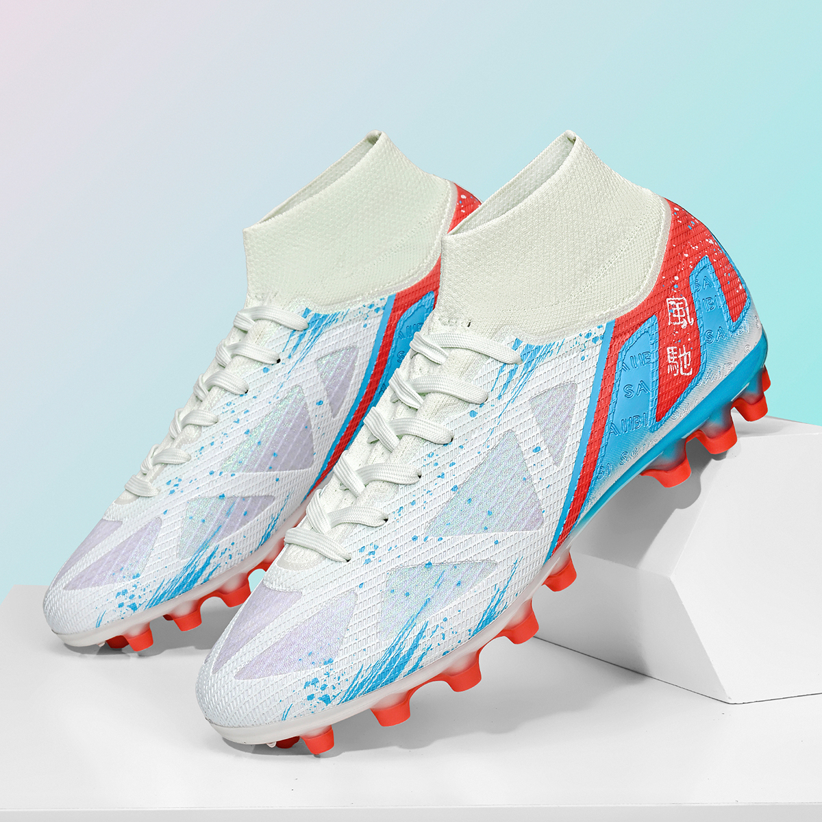 3800C-Stock High Top AG Football Shoes,EU Sizes 35-45 — 1