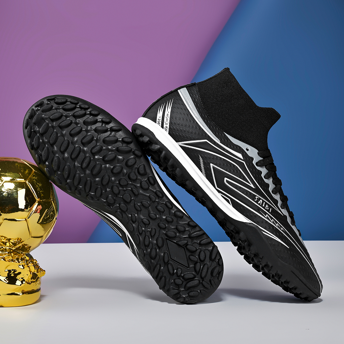 3366S-TPU High-Cut Lace-Up Turf Soccer Cleats Sizes 35-45 — 6