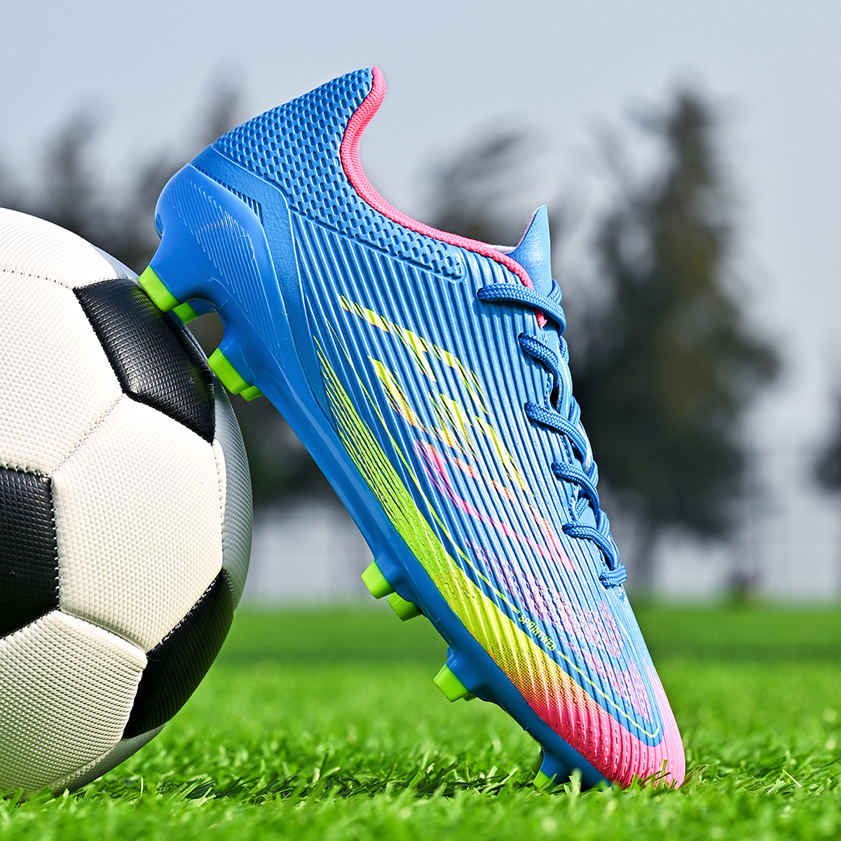 JDQ-002C-Stock Lace-up Firm Ground Football Shoes,EU Sizes 35-45 — 3