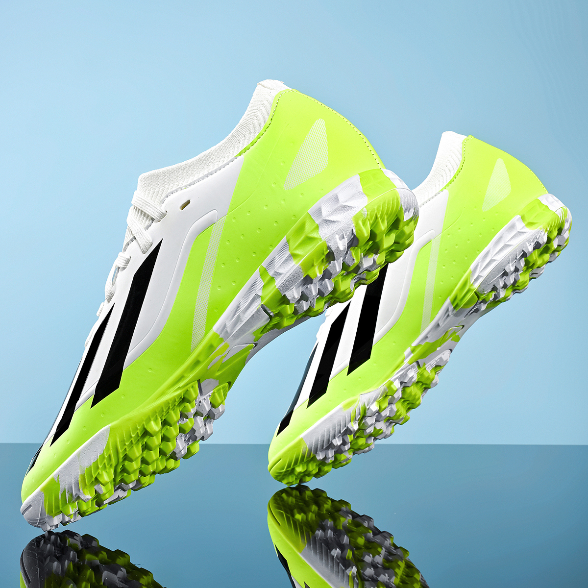 25010S-PU Leather Lace-Up Turf Soccer Cleats Sizes 32-45 — 3