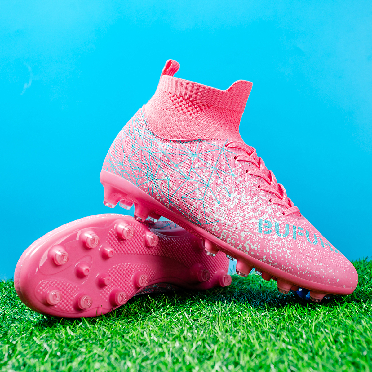 190C-High-Cut Lace-Up Long Stud Soccer Cleats Sizes 35-45 — 5