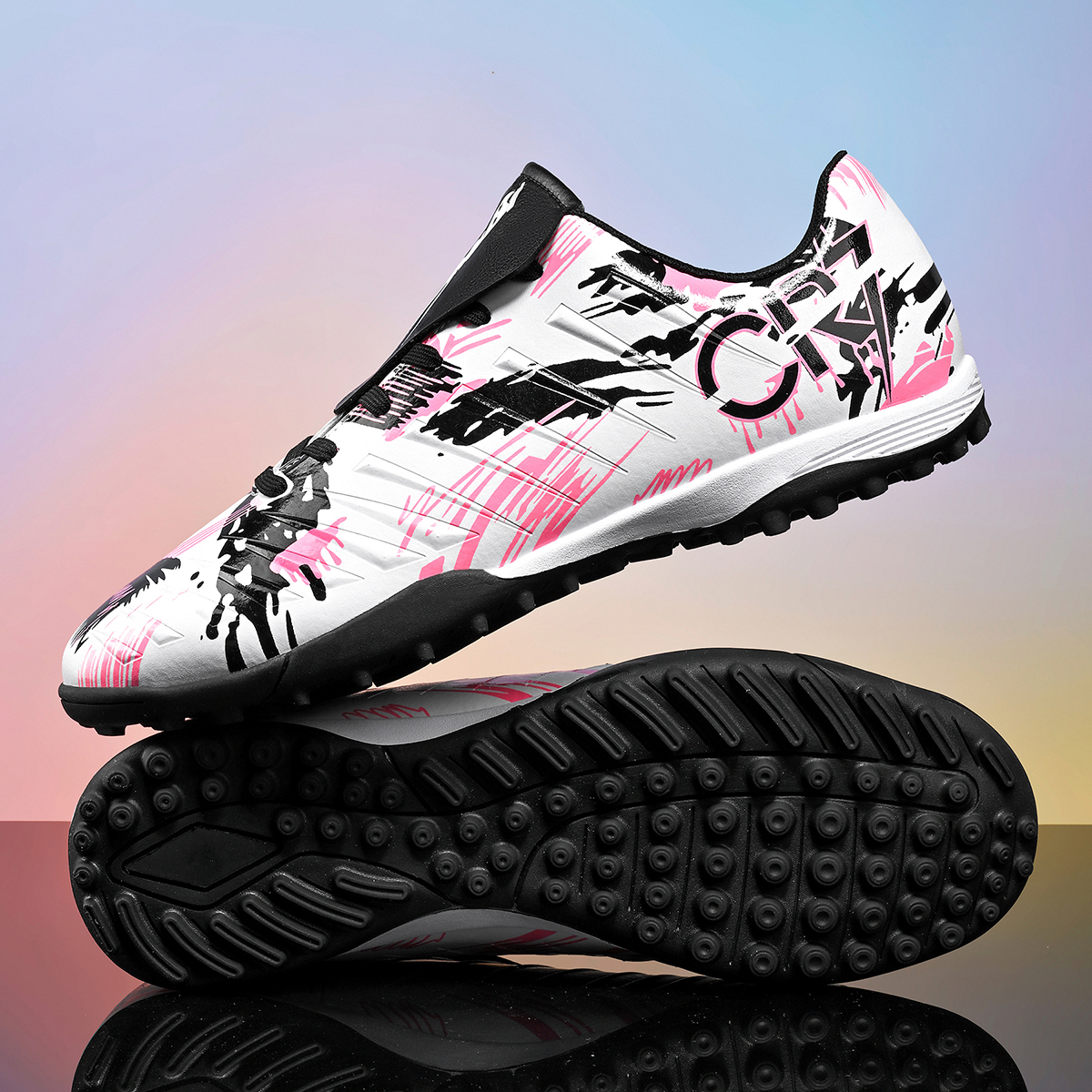 S-0377S-Stock Fold-Over Tongue TF Football Shoes — 1