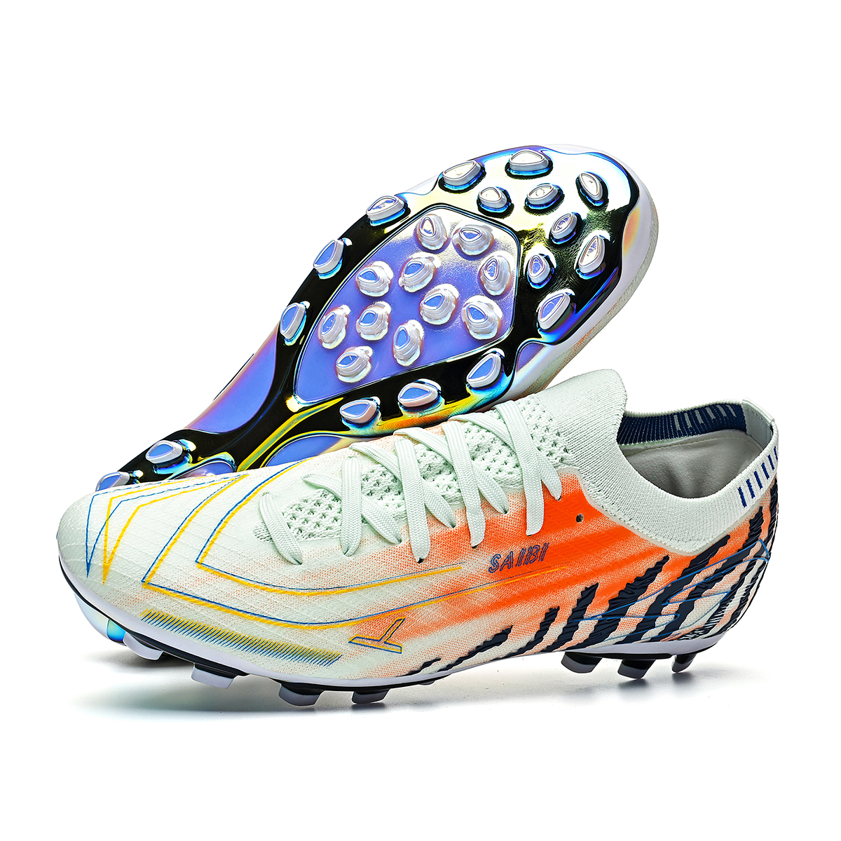 3649MJ-TPU Long-Stud Soccer Cleats with Holographic Gold Sole, Sizes 35-45 — 9