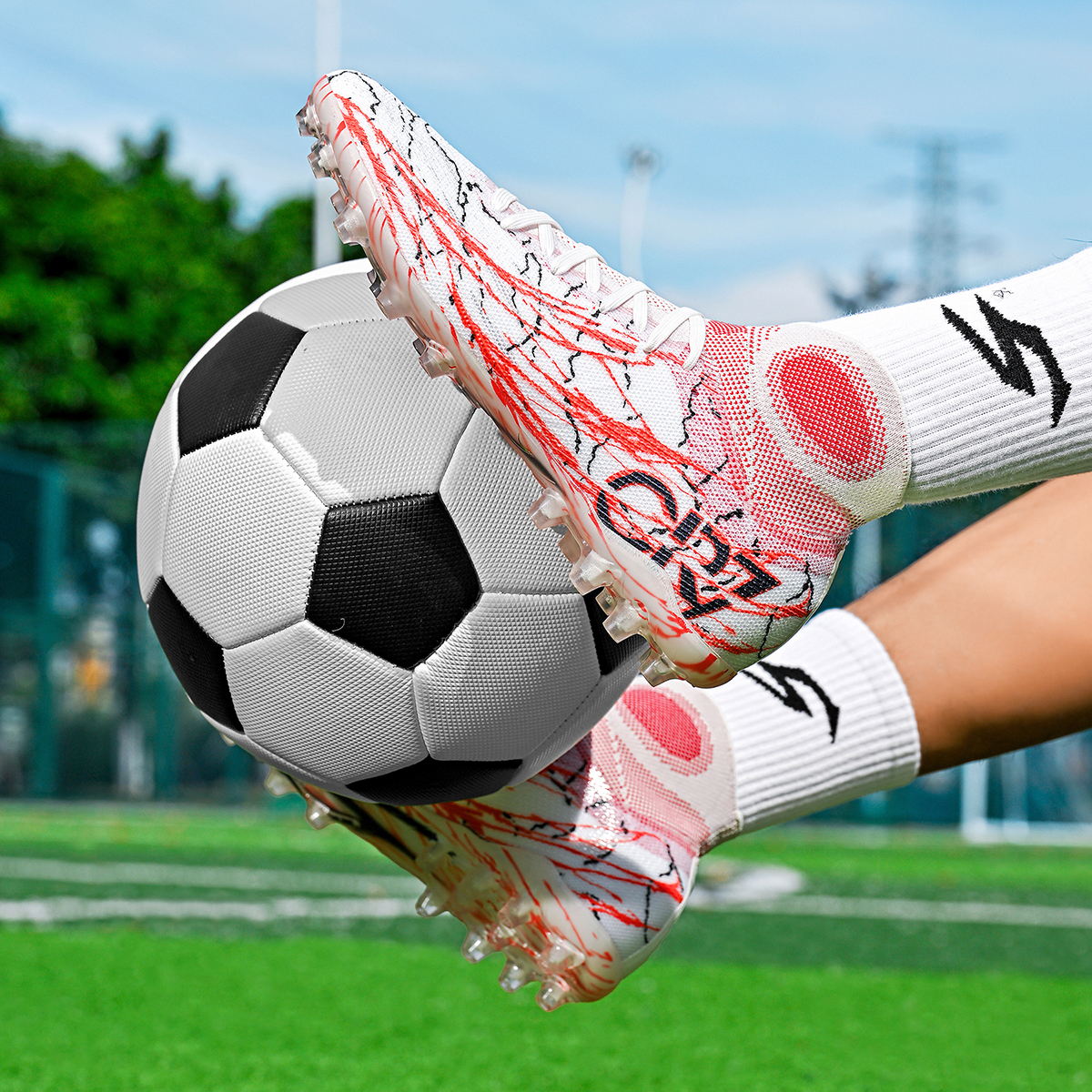 305M-TPU High-Cut Lace-Up Long Stud Soccer Cleats Sizes 35-45 — 11
