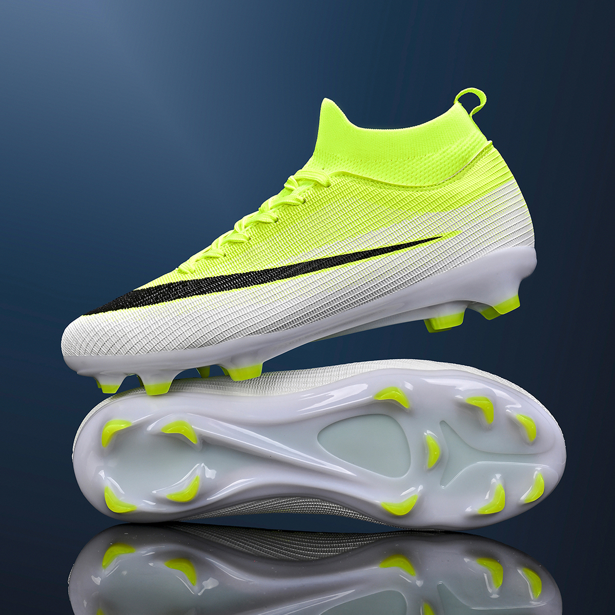 3802C-Stock High Top Lace-up FG Football Shoes,EU Sizes 35-45 — 2