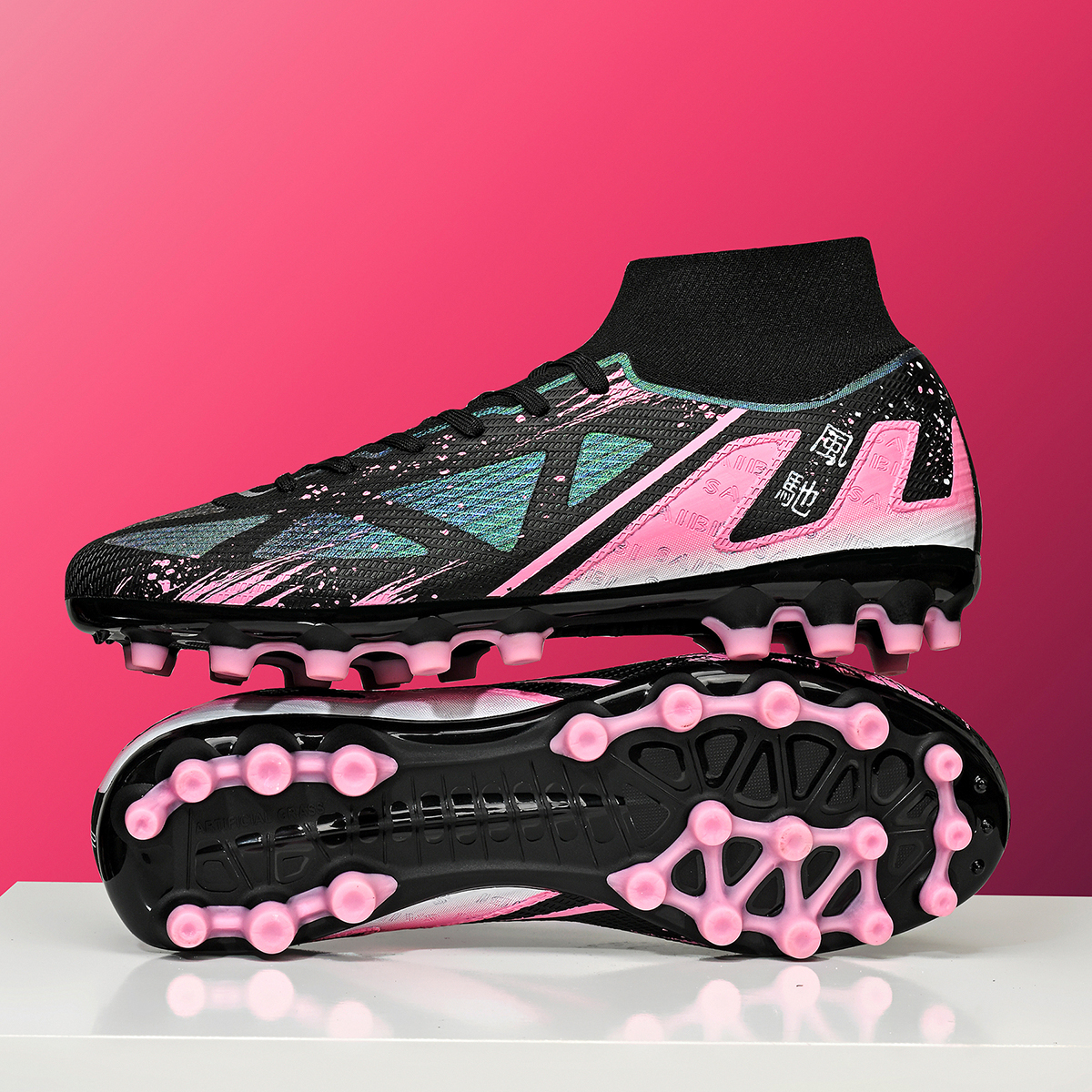 3800C-Stock High Top AG Football Shoes,EU Sizes 35-45 — 4