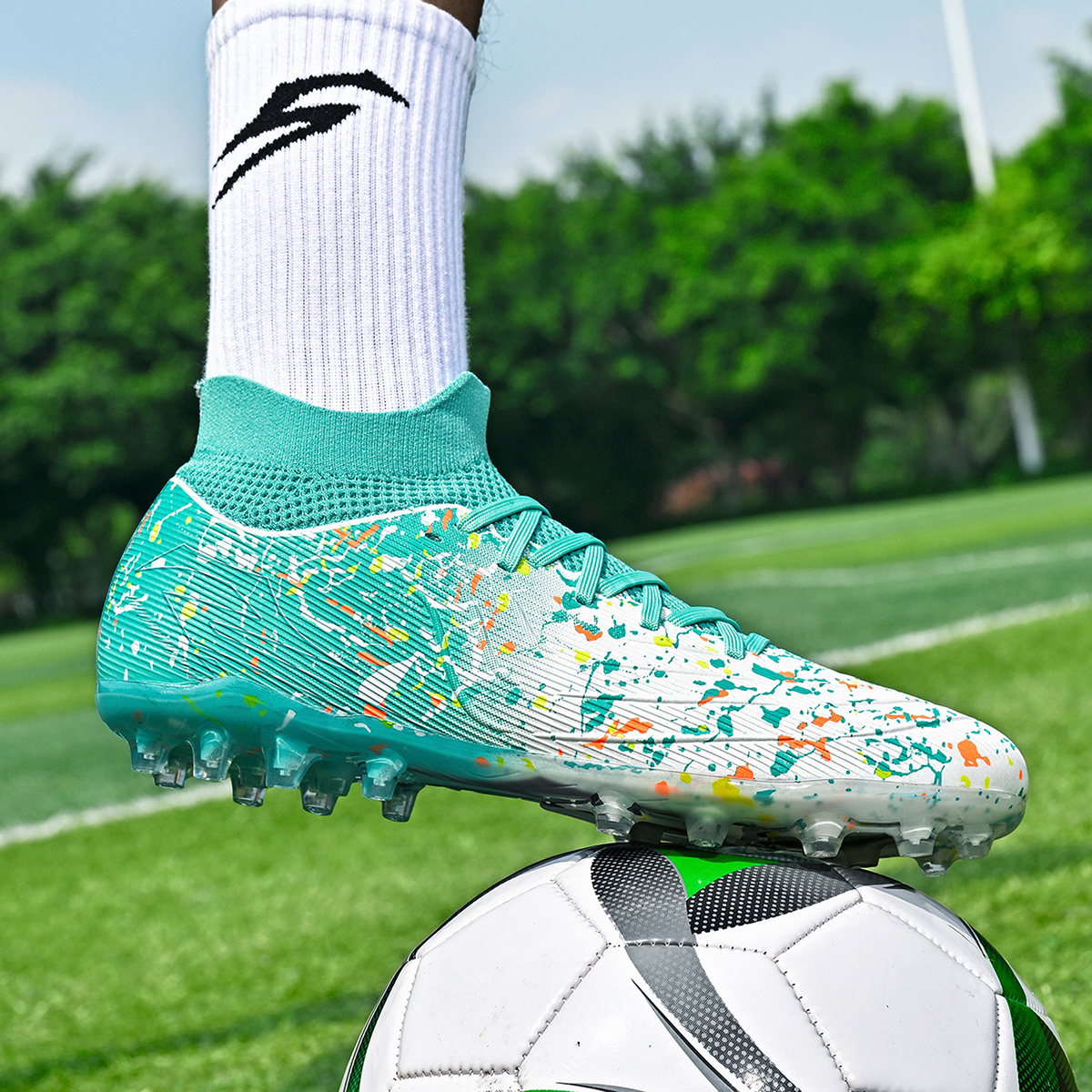 3300M-Stock High Top Multi Ground Football Shoes,Sizes 35-45 — 14