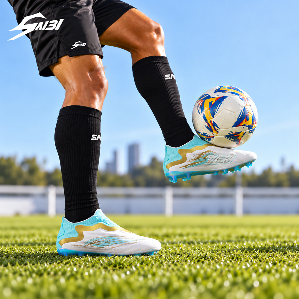3400J-Stock High Top Slip-on Electroplated Firm Ground Football Shoes,Size 32-45 — 8