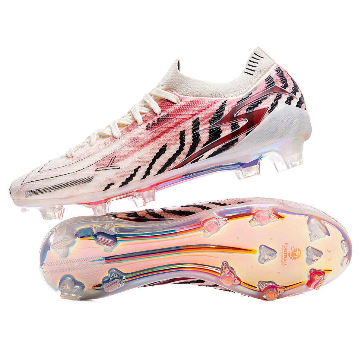 3649J032TM-Lace-Up Low-Cut Soccer Shoes with Holographic Gold Sole, Sizes 35-45