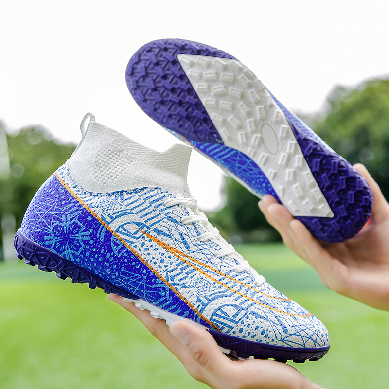 1160S-High-Cut TF Turf Soccer Shoes with PU Upper, Sizes 28-46 — 1