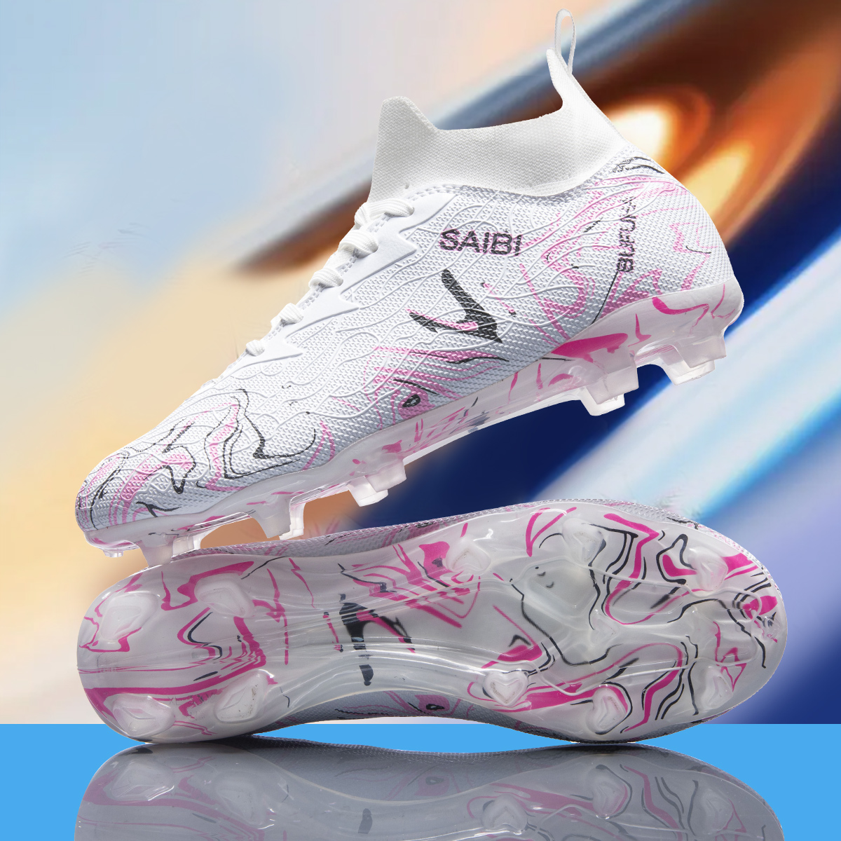 8010C-Stock High Heel FG Football Shoes,EU Sizes 39-45 — 4